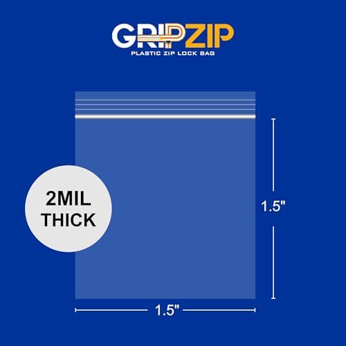 100 | 1.5" x 1.5" Pcs Clear Plastic Reclosable Zip Poly Bags | 2 Mil Thick Durable and Versatile Bags for Travel, Storage, Organization, Shipping | Heavy Duty Baggies with Resealable Zip