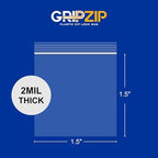 100 | 1.5" x 1.5" Pcs Clear Plastic Reclosable Zip Poly Bags | 2 Mil Thick Durable and Versatile Bags for Travel, Storage, Organization, Shipping | Heavy Duty Baggies with Resealable Zip