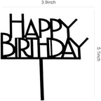 Happy Birthday Cake Topper Birthday cake Topper Decoration Supplies (Black A)