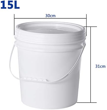 Food Grade Plastic Hand Bucket, Round Storage Bucket, Household Ice Cream Storage Tank with Lid, Household Thickened Bucket, Material Bucket,White,15L