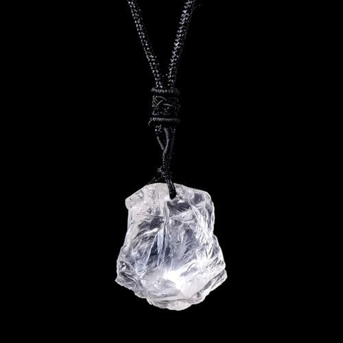 Erliway 1.2" Raw Stone Necklace for Women Men, Natural Rough Gemstone Crystal Pendant Necklace, Adjustable Healing Crystal Necklace Pendant with Hand-Woven Rope