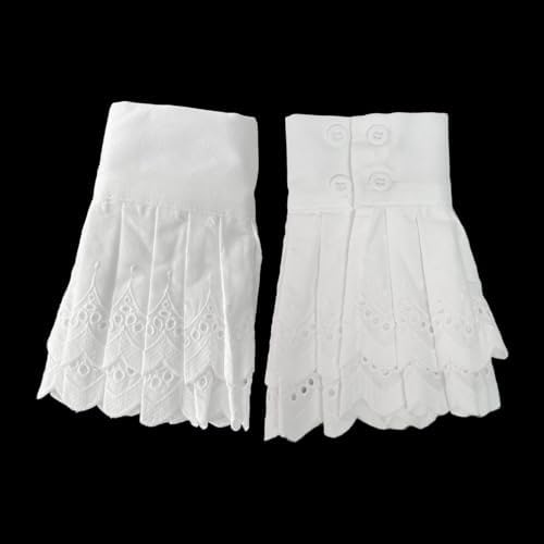 Joyci Pleated Cuff Stretch Bracelet Costume Layered False Sleeves Detachable Ruffled Wrist Cuffs for Women Girl