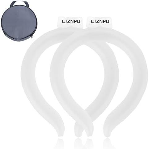 2Pcs. Neck Cooler Ice Ring with Insulated Bag. Wearable Head Shoulder Cooling Tube for Hot Weather in Summer, Gel Ice Collar for Outdoor Workers, Sports. Reusable Cool Wraps. (White*2)