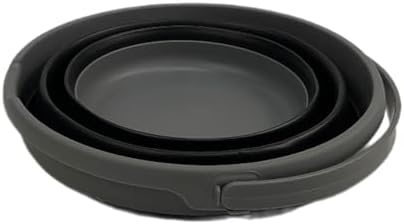 SAMMART Collapsible Plastic Bucket - Foldable Round Tub with Handle - Pop Up Saving (Grey/Black, 10L)