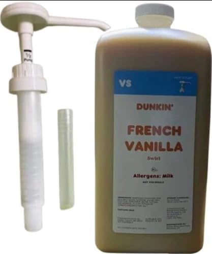 Dunkn Donnuts, French Vanilla Syrup, 64 Oz Jug – Rich Flavor for Coffee, Desserts, Pancakes, Waffles, Milkshakes, Smooth and Sweet