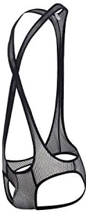 Men's Mesh Jockstrap Bodysuit Leotard Wrestling Singlet Bodysuit