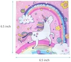 40 Pcs Dream Unicorn Party Napkins Flower Unicorn Napkins Disposable Paper Napkins for Wedding Banquet Restaurant Holiday 6.5"