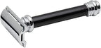 MERKUR 38B Double Edge Safety Razor - Black Handle | Extra Large Barber Pole Grip Brass Handle | Made in Germany | Plastic-Free | Two Piece Design | Closed Comb | Straight Bar