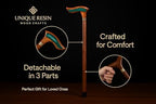 Handmade Rosewood Wooden Walking Cane for Men | Epoxy Resin Walking Stick for Senior | Lightweight Walking Cane