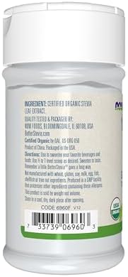 NOW Foods, Certified Organic Better Stevia, Extract Powder, Zero-Calorie Sweetener, Certified Non-GMO, 1-Ounce(Pack of 1)
