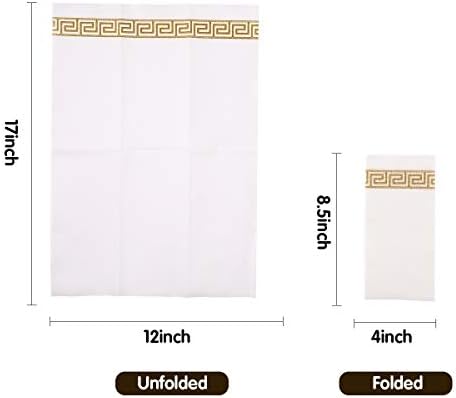 Vplus 200 PACK Guest Towels Disposable Bathroom, Decorative Bathroom Napkins, Soft and Absorbent Disposable Dinner Napkins Cloth Like for Kitchen, Parties, Weddings, Christmas Party（Gold)