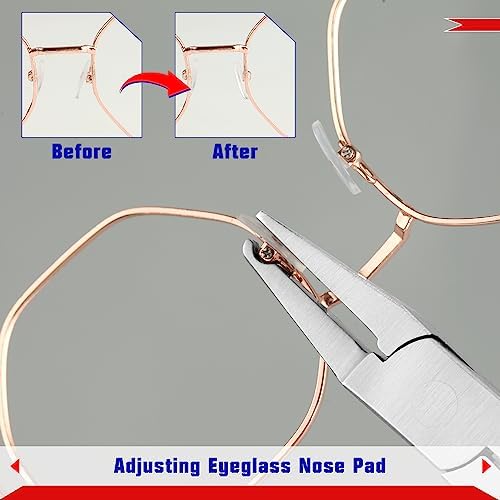3PCS Round & Nylon Jaw Eyeglasses Frame Pliers Nose Pad Arm Adjusting Pliers Flat Nose Nylon Jaws Pliers Optical Pliers Set for Eyeglass Repair and Assembly and Adjustment Eyeglass Pliers