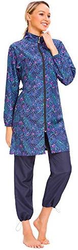 YEESAM Muslim Swimsuits for Women Girls Solid Color Plus Size Full Coverage Swimsuit Islamic Modest Bathing Suits Burkini