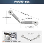 Grab Bars for Bathtubs and Showers- 1-1/4 x 16 Angled Shower Grab Bar for Seniors Knurled Stainless Steel Handicap Grab Bars for Wall, 15" Hole Center (Polished Nickel, 1 Pack)