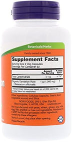 NOW Dandelion Root 500mg, 100 Capsules (Pack of 3)
