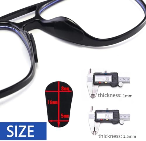 Adhesive Nose Pad, 10 Pairs Eyeglass Nose Pads Stick On Silicone Anti-Slip for Glasses Sunglasses,Clear,1.0mm
