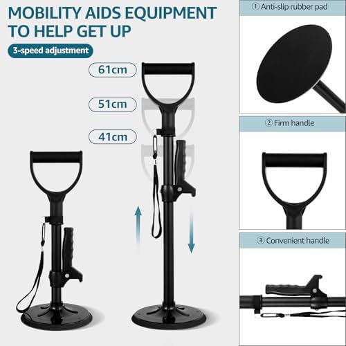 Mobility Aids Tool, Adjustable Standing Aid, Non-Slip Standing Assist Devices for Elderly, Help Seniors Get Up from Floor or Ground, Easy to Install/Use Stand Assist Device for Rising (black)