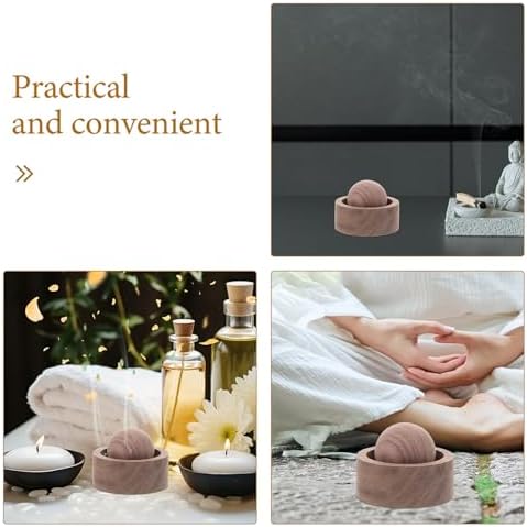 Housoutil Wood Car Diffuser 4pcs Set – Walnut Grain Essential Oil Aromatherapy Diffuser for Home, Office, and Travel – Natural Solid Wood Fragrance Dispenser Round Ball Design