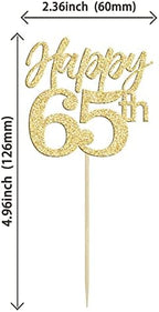 Gyufise 24Pcs Happy 65th Cupcake Toppers Gold Glitter Number 65 Sixty Five Cheers to 65 Cupcake Food Picks Decorations for 70th Birthday Wedding Anniversary Party Supplies