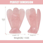 WHAL&YUNE Rose Quartz Angel Figurine Natural Energy Healing Crystals Gemstone Hand Carved Sculpture for Home Office Desk Decor Holiday Lucky Gift-1.5 inches