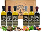 Viva Oliva Six 60ml (2oz) Variety Gift Set - Premium Flavored Extra Virgin Olive Oils (Tuscan Herb, Basil, Mushroom & Sage) and All Natural Balsamic Vinegars (18 Year Traditional, Grapefruit, Black Mission Fig)