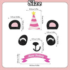 Panda Happy Birthday Cake Topper,Handmade Panda Ears Eyes Cake Set Cake Decorations,Animal Zoo Themed Panda Bear Baby Shower Birthday Party Decorations
