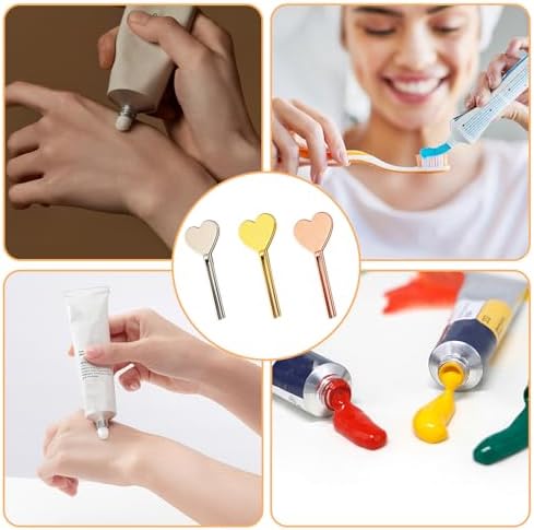 Heart Shaped Metal Toothpaste Tube Squeezer 4-Pack Roller. Heavy Duty Tube Key Squeezer Dispenser for Bathroom, Cosmetics, Paint and Salon Hair Color Lotions