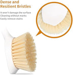 2 Pack Kitchen Dish Brush Bamboo Handle Dish Scrubber Built-in Scraper, Scrub Brush for Pans, Pots, Kitchen Sink Cleaning, Dishwashing and Cleaning Brushes are Perfect Cleaning Tools, White