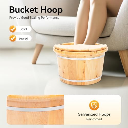 Wood Foot Bath Wood Foot Tub with Massager and lid Handmade Wooden Foots Basin Set for Comfort and Relaxation for Seniors and Home Spa Experience
