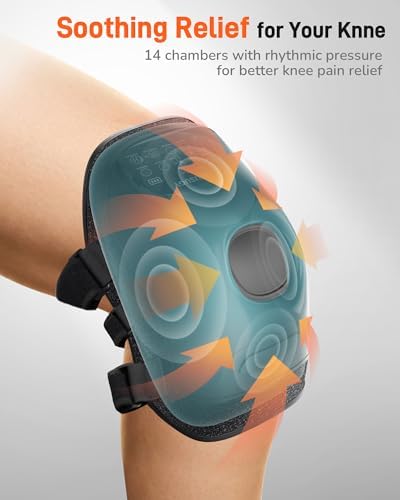 Knee Massager with Heat and Red Light Therapy : 4-in-1 Compression Massage with 14 Chambers & Vibration for Pain Relief, Cordless Home Office Use for Seniors and Active Adults, FSA-HSA Eligible
