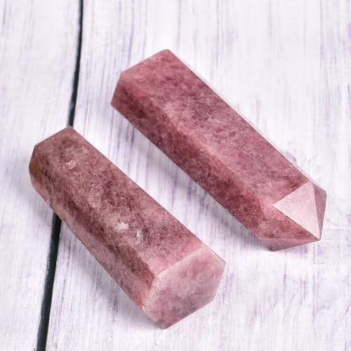 Natural Strawberry Stone Tower Obelisk Red Healing Crystal Rock Point Wand Large Reiki Healing Gifts 1.7-2.2 LBS
