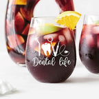 AGMDESIGN Dental Life Funny Wine Glass with Gift Box, Graduation Gifts for Dental Students, Birthday Christmas Appreciation Gifts for Dentist Assistant Nurse Hygienist Medical Graduate