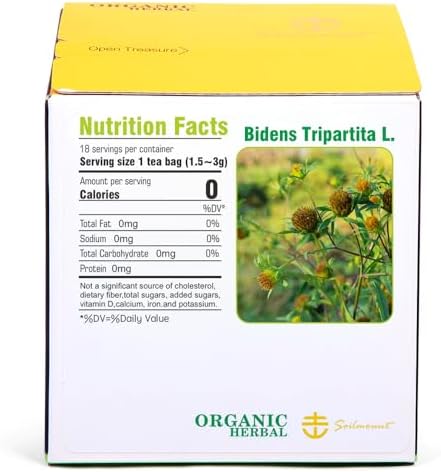 Soilmount - Beggarticks Tea - |Bidens Tripartita|Trifid Bur-marigold|Bidens Tripartita L.|Trifid Bur-marigold|Gui Zhen Cao|鬼针草|귀신침 초| - Pure Herbal Tea - Natural, Organic, Non-GMO, Clean Ingredients, Caffeine Free (18 Tea Bags, Box 1)