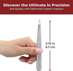 WBT Diamond Tip Tweezer- Grabs Hair from the Root, Diamond Coated Slant Tips Precision Tweezer for Eyebrow, Facial & Ingrown Hair Removal - Perfectly Aligned Tips Surgical Grade Steel Tool