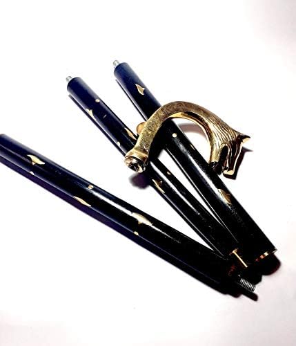 Wolf Head Brass Handle Walking Stick Design Vintage Walking Stick in Chrome Finish Black & Golden