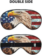 Stained Glass Bald Eagle Head Before American Flag Sleep Mask Eye Mask with Adjustable Strap, Eye Sleep Shade Cover Blocks Light for Women Men Airplane Travel Nap Meditation