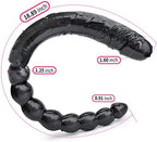 Double Ended Dildo 18.89 inch Cock Dong Anal Beads with Veins and Glans for Vagina Anal Stimulation Double Side Penis Massager Sex Toy for Lesbian Women Men Black TJIJP