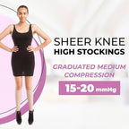 GABRIALLA Sheer Compression Socks for Women - 15-20 mmHg Graduated Compression Socks - Medical Sheer Compression stockings for Circulation, Varicose Veins, Swelling - Closed Toe Knee High Sheer Socks