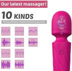 Handheld Personal Mini Massager Tool– Waterproof, USB Rechargeable, 10 Vibration - Perfect on Back Legs Hand Pains and Sports Recovery(Rose red)