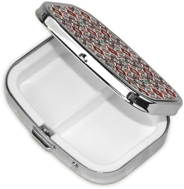 Outdoor Pill Box Rugged Medicine Case Waterproof Supplement Organizer Backpacking Gear, Geometric Indiana Western Southwest Tribal Ethnic Aztec Red Turquoise