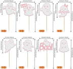 Rsstarxi 24 Pack Halloween Ghost Cupcake Toppers Glitter Pink Ghost Cupcake Picks Decorations for Happy Boo Day Birthday Baby Shower Halloween Party Cake Decorations Supplies