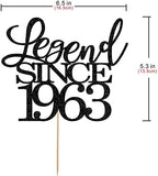 legend since 1963 cake topper 63th birthday happy birthday cake topper men and women cheer 63 years old handmade black glitter cake decoration