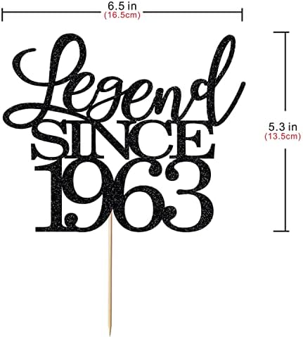 legend since 1963 cake topper 63th birthday happy birthday cake topper men and women cheer 63 years old handmade black glitter cake decoration