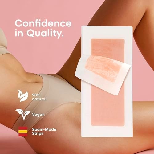 Wax Strips Hair Removal for Women: Natural Home & Travel Brazilian Body Waxing Strip for Bikini Armpit Leg - Vegan & Sensitive Skin Friendly, 40 Ct With Wipes
