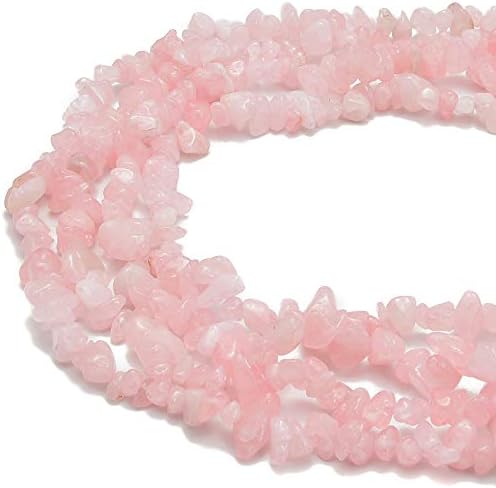 Gemstone Chips Natural Pink Rose Quartz 3-5mm Healing Crystals Waist Bracelets Necklace Kit Irregular Stone DIY Crafts Design Jewelry Making Approxi 32 inch