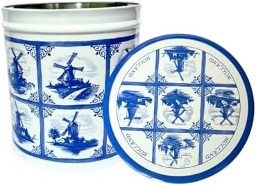 DeReuze Dutch Stroopwafel Gift Set – Authentic Caramel Waffle Cookies in Blue Tile Delft Style Holland Tin – Includes Gift Message: Happy Birthday, Thank You, Get Well for Coffee & Tea Lovers (Mother's Day)