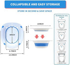 Sitz Bath for Hemorrhoids, Sitz Bath for Toilet Seat, Sitz Bath for Postpartum Care,Collapsible Sits Bath Kit for Women,Easy to Store,Flusher Hose,Wide Seat,Deeper Bowl (Manual Blue)