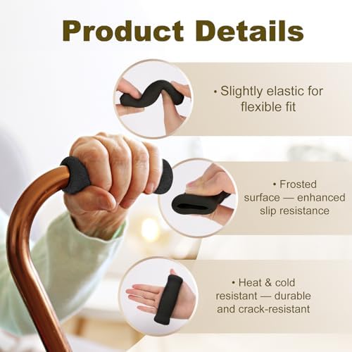 MFE Cane Grip, 4 PCS Foam Handle Covers for Walking & Offset Canes, Comfortable Replacement Hand Grips for Seniors, Non-Slip Crutch Handle Covers, Fits Bicycle Handlebars & Tool Handles