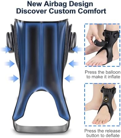AFO Drop Foot Brace for Walking - Upgraded Inflatable Version, More Comfortable & Efficient, Adjustable Foot Drop Orthotic Brace, Achilles Tendonitis, Plantar Fasciitis, Stroke, TBI, ALS, MS, Bone Fracture, AFO, ASO(Right, Large)