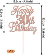 Rsstarxi 1 Pack Happy 30th Birthday Cake Topper Glitter 30 & Fabulous Cheers to 30 Years Old 30th Birthday Cake Pick for Celebrating 30th Birthday Anniversary Party Cake Decorations Supplies Rose Gold